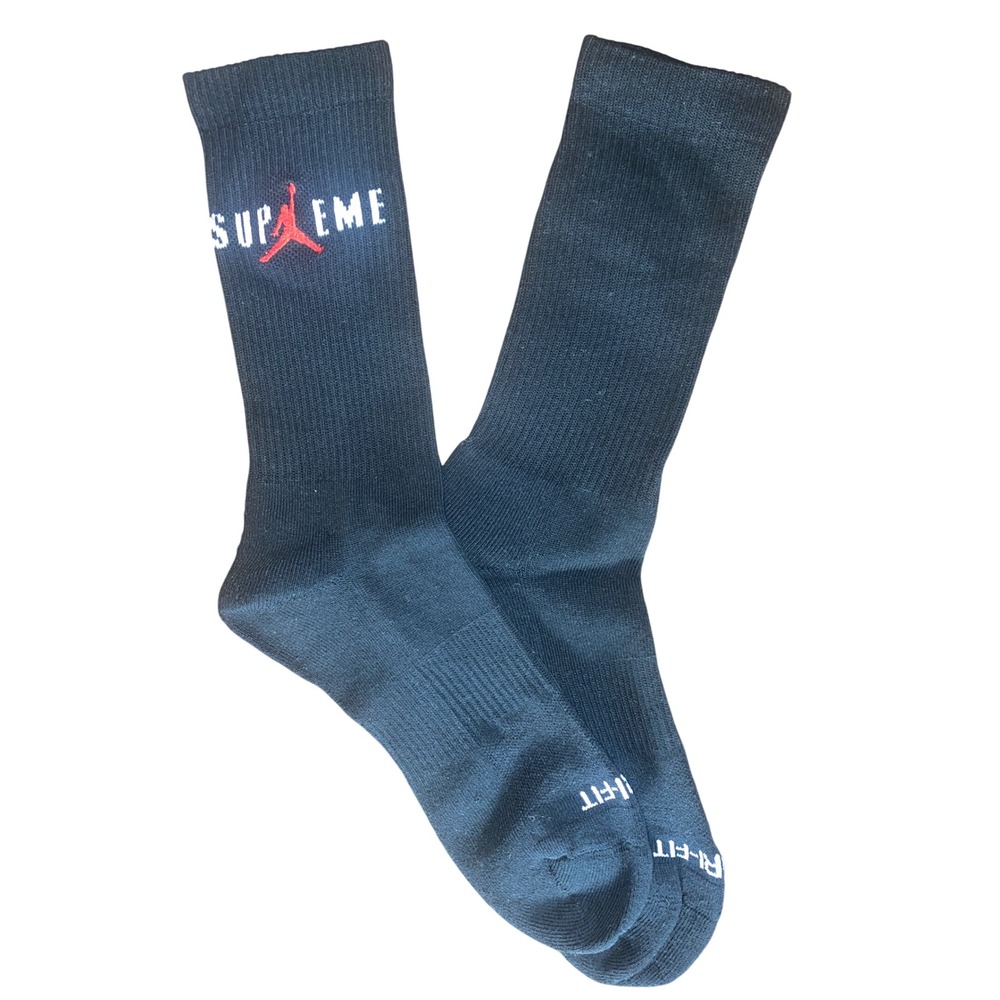 Supreme Jordan Crew Socks Black Dri-Fit 1 Single Pair Large 7-12 HypeBeast NEW - Picture 2 of 3